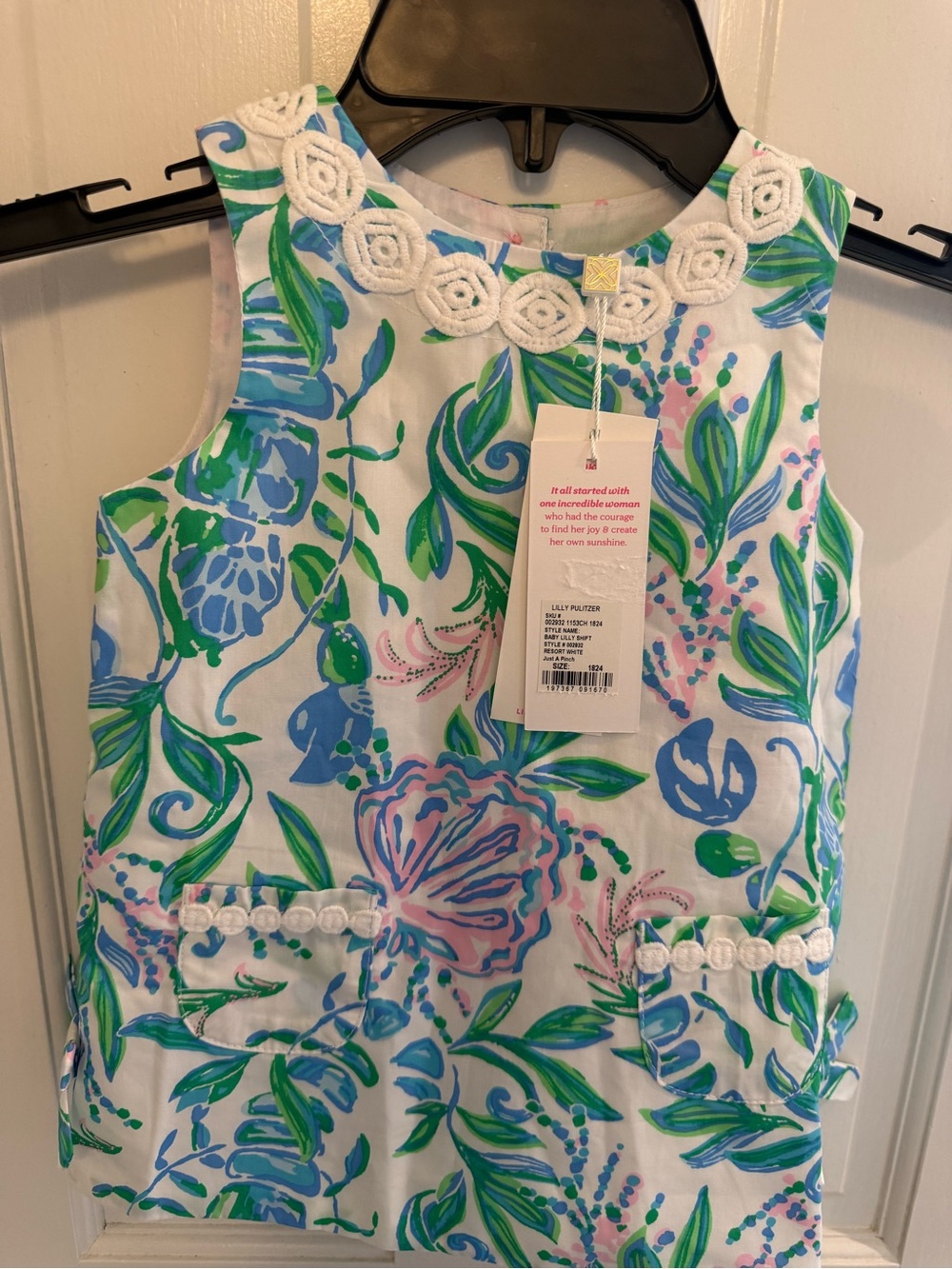 Lilly Pulitzer White Dress with Blue, Green and Pink Floral Trim